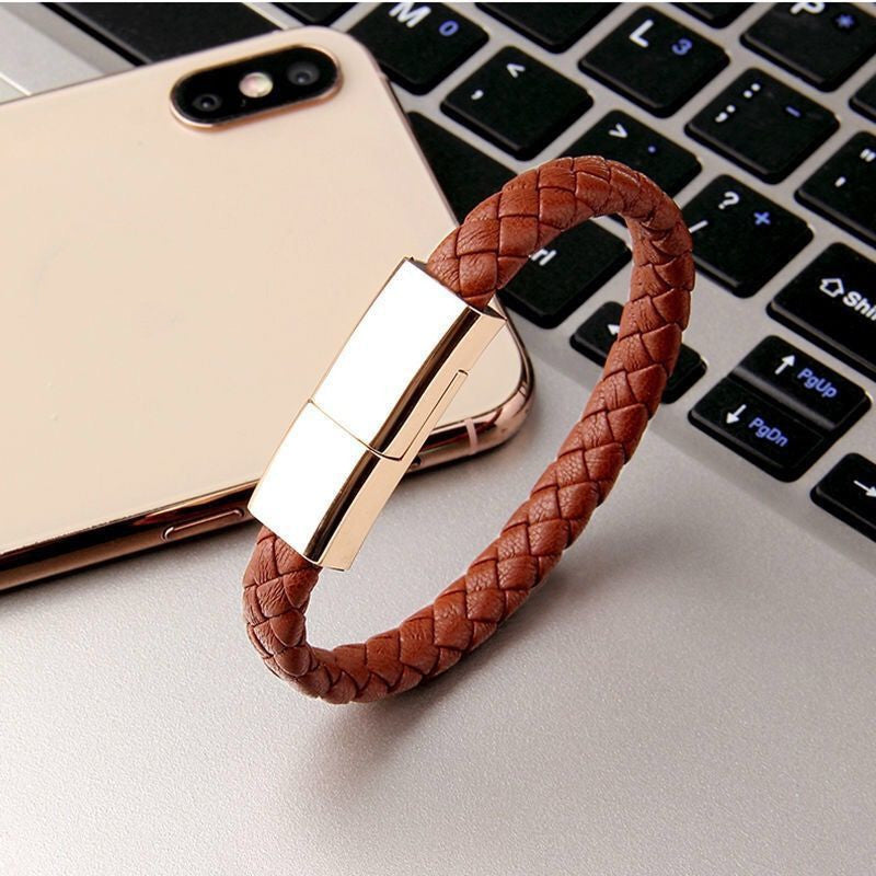 Lederarmband mit integriertem USB-Daten- und Ladekabel