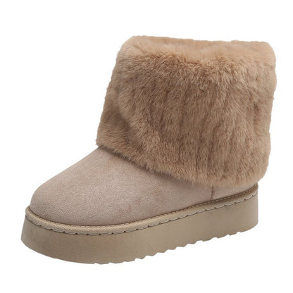 Dicke-Sohle Plüsch Schnee Boots Winter Warm Mid-Tube Fleece Baumwollschuhe für Damen