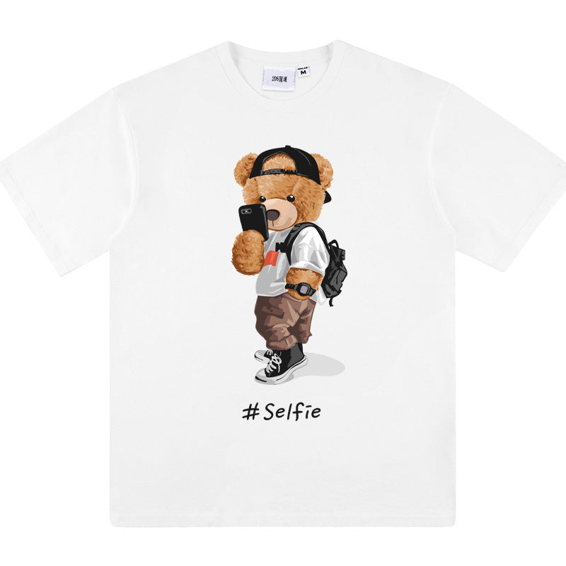 Herren-T-Shirt mit Cartoon-Bär – Kurzarm