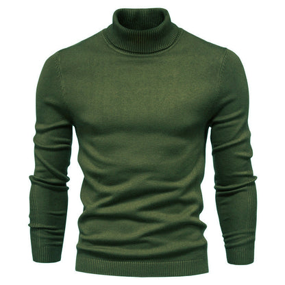 Einfarbiger Slim Fit Rollkragenpullover für Herren