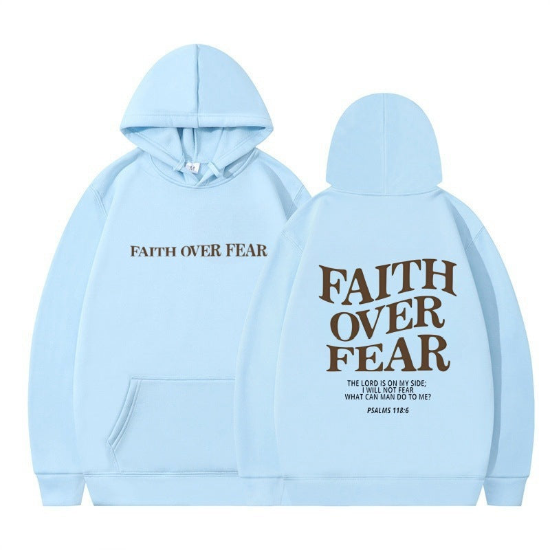 Neuer Hoodie Faith Fear Bedrucktes Sweatshirt für Herren und Damen