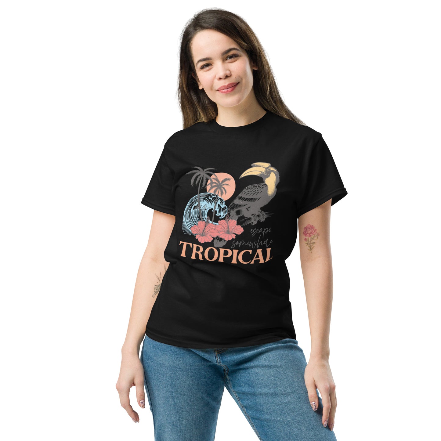 Escape Somewhere Tropical  Klassisches Unisex T-Shirt