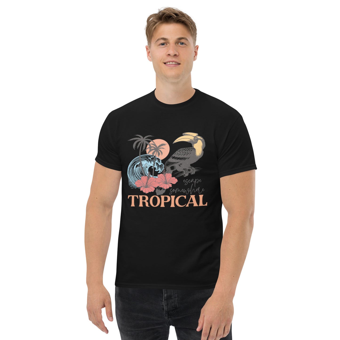 Escape Somewhere Tropical  Klassisches Unisex T-Shirt