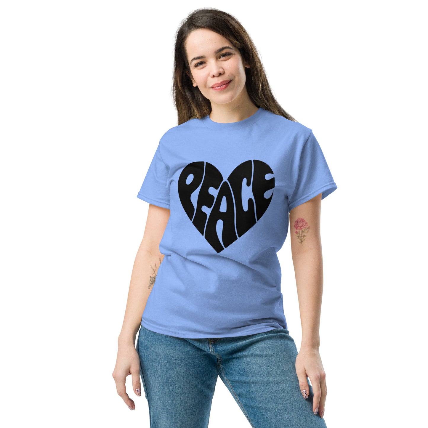 Peace Design Herz Unisex Klassisches T-Shirt – Trage den Frieden mit Stil