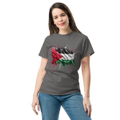 Palästina Flagge Tropfen Unisex Klassisches T-Shirt