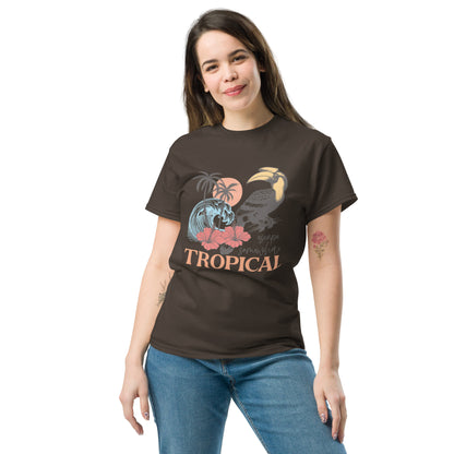 Escape Somewhere Tropical  Klassisches Unisex T-Shirt