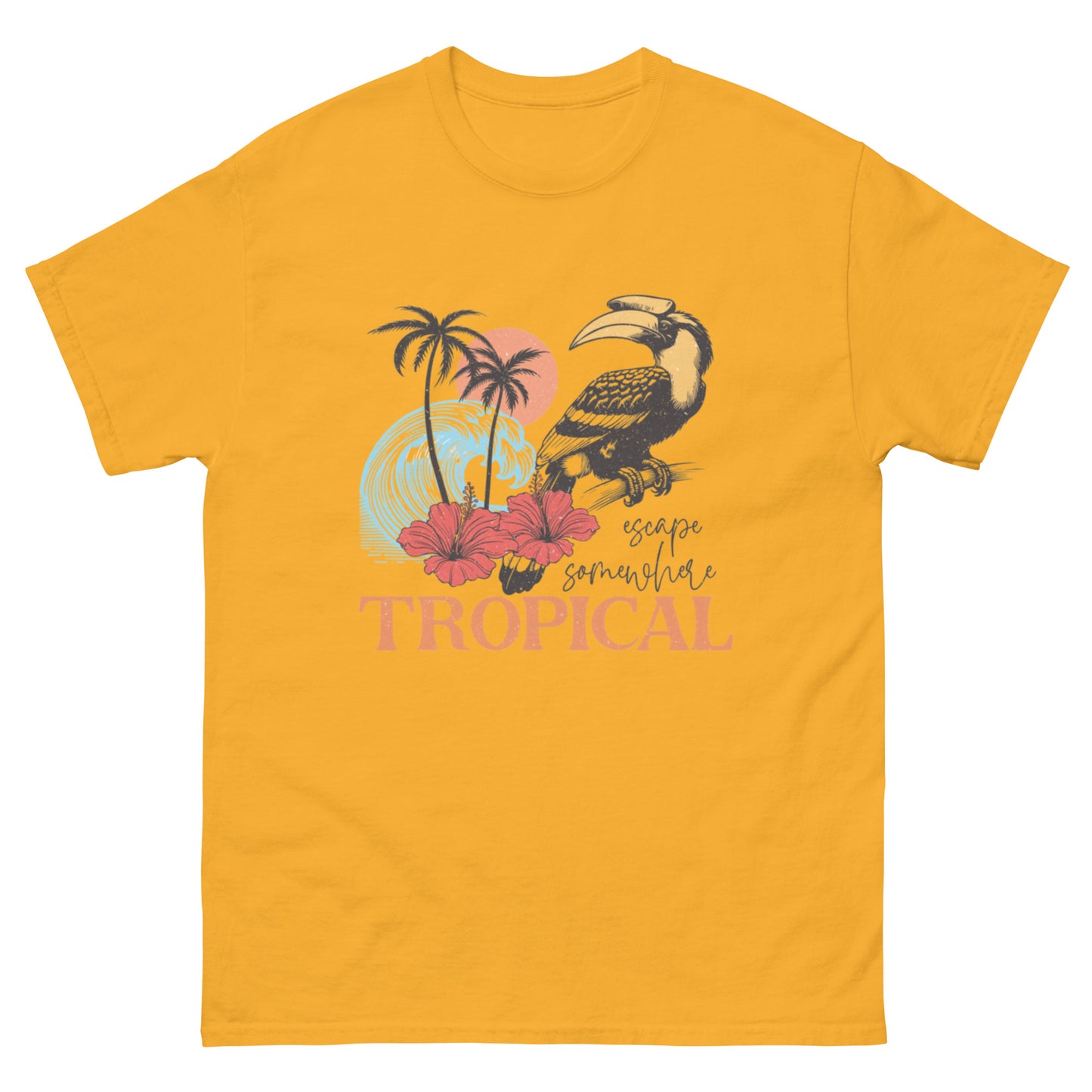 Escape Somewhere Tropical  Klassisches Unisex T-Shirt