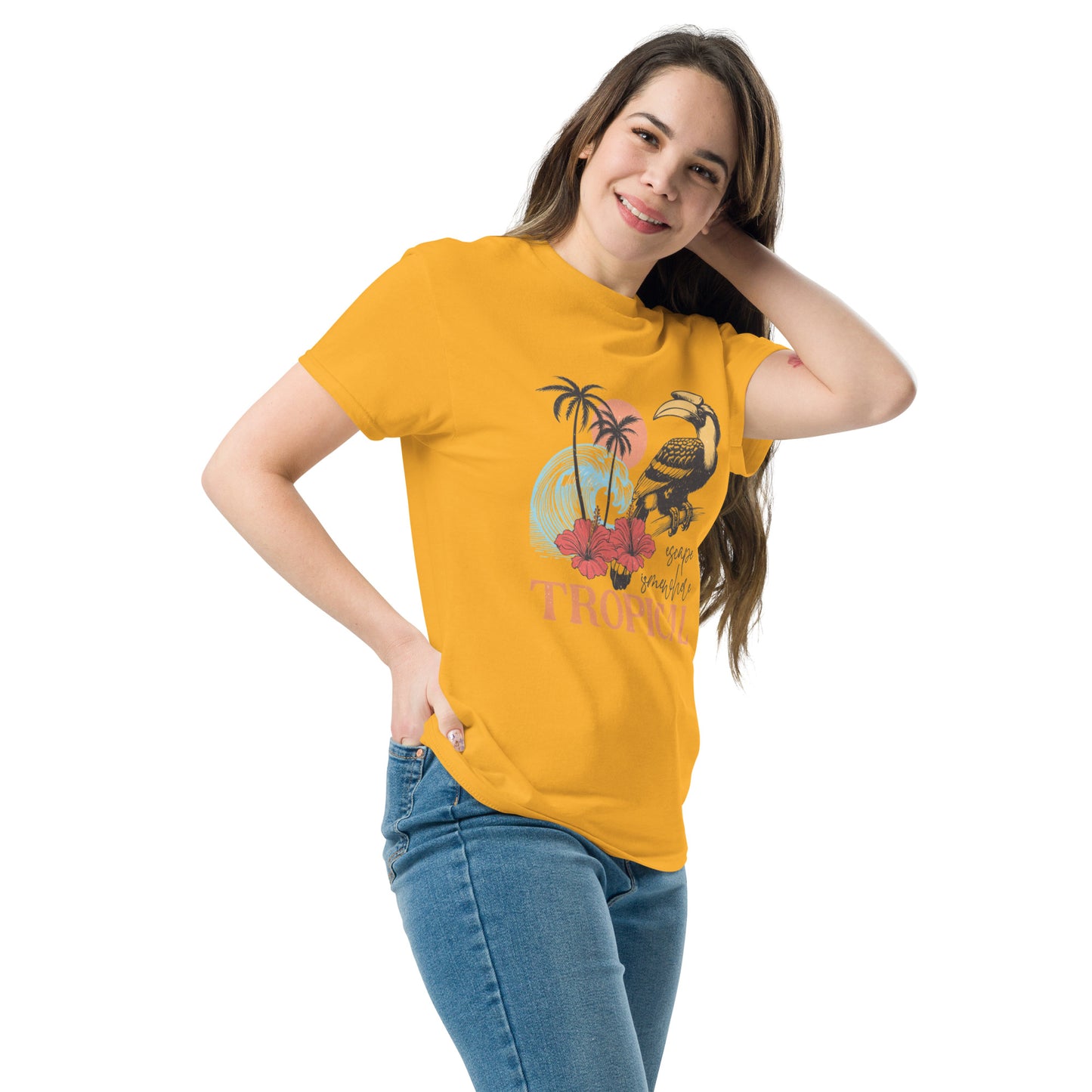 Escape Somewhere Tropical  Klassisches Unisex T-Shirt