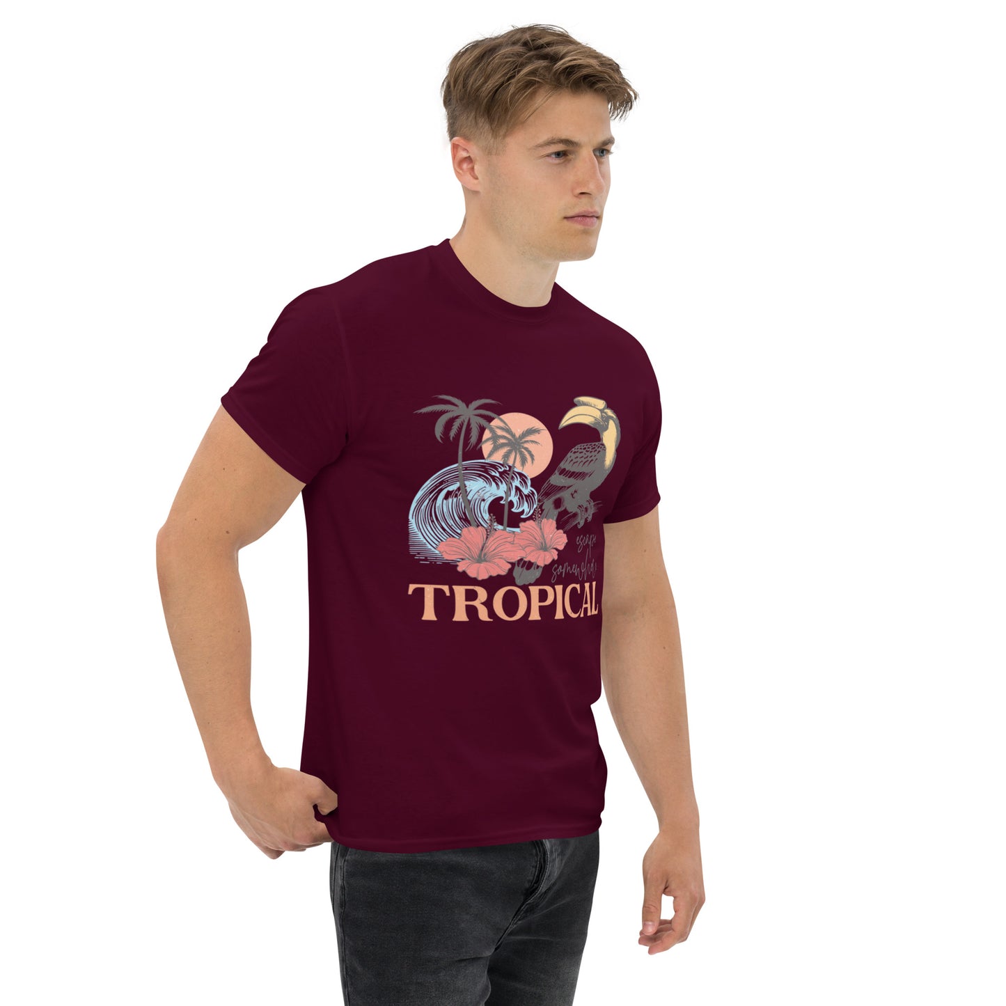 Escape Somewhere Tropical  Klassisches Unisex T-Shirt