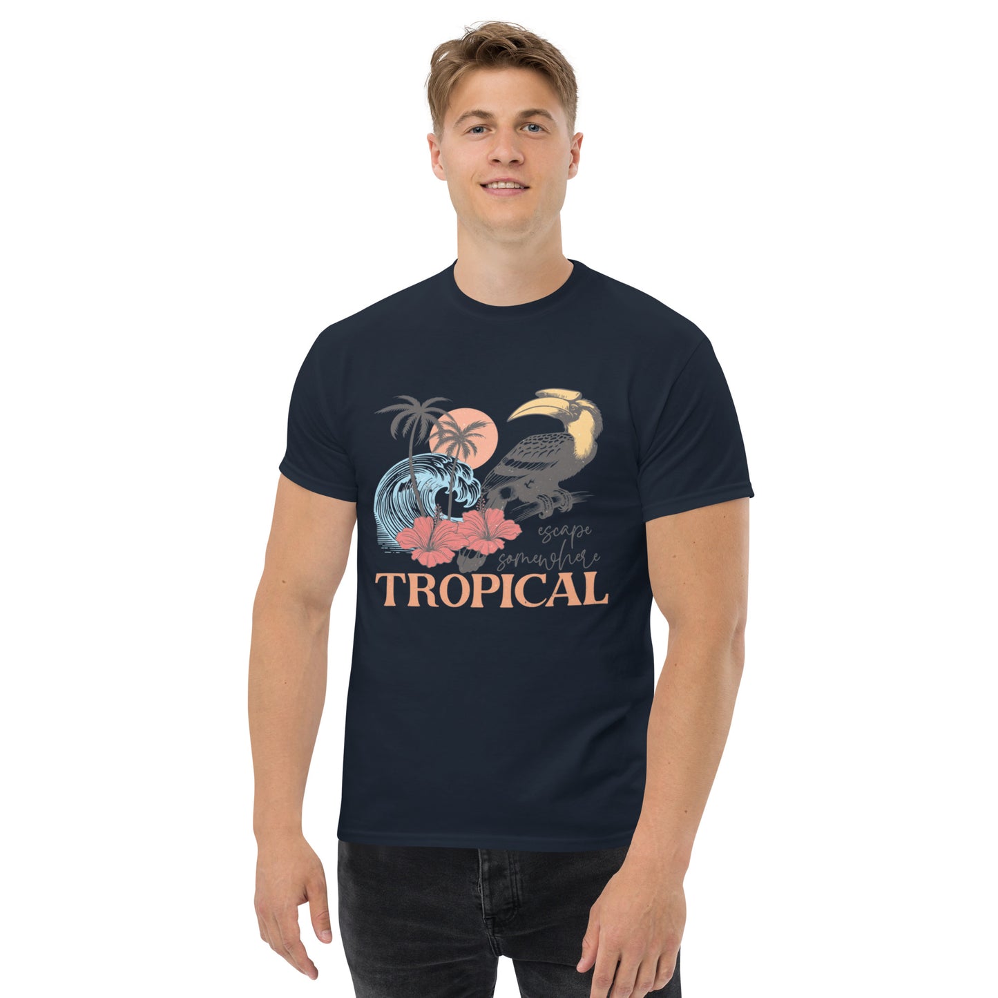 Escape Somewhere Tropical  Klassisches Unisex T-Shirt