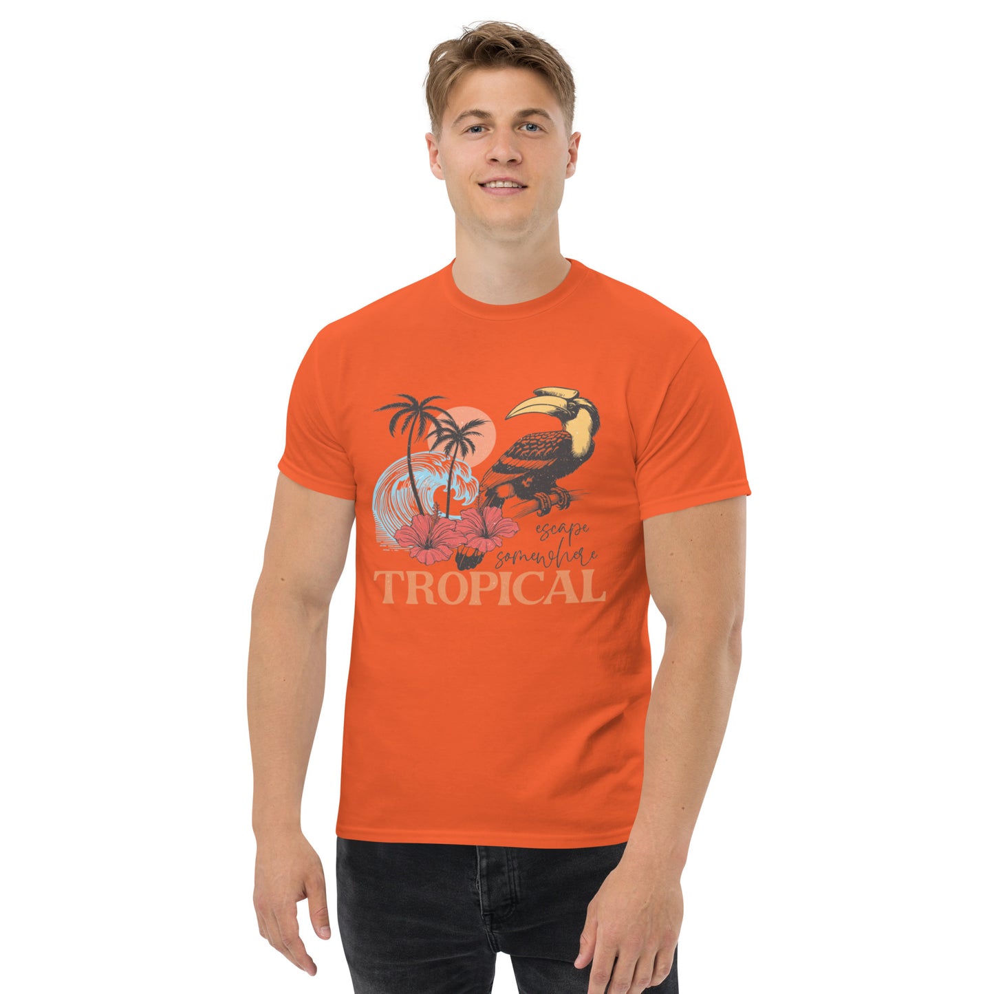 Escape Somewhere Tropical  Klassisches Unisex T-Shirt