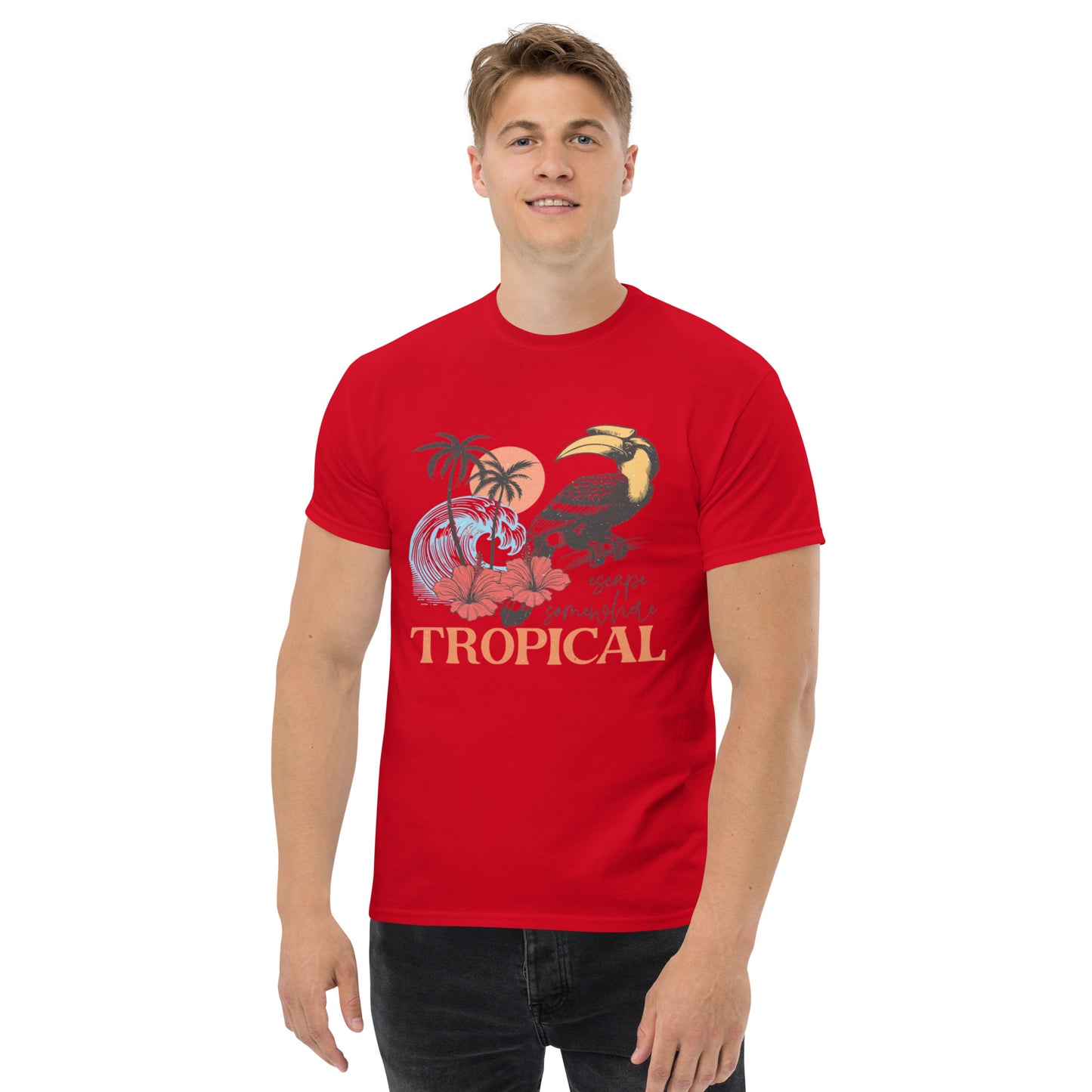 Escape Somewhere Tropical  Klassisches Unisex T-Shirt