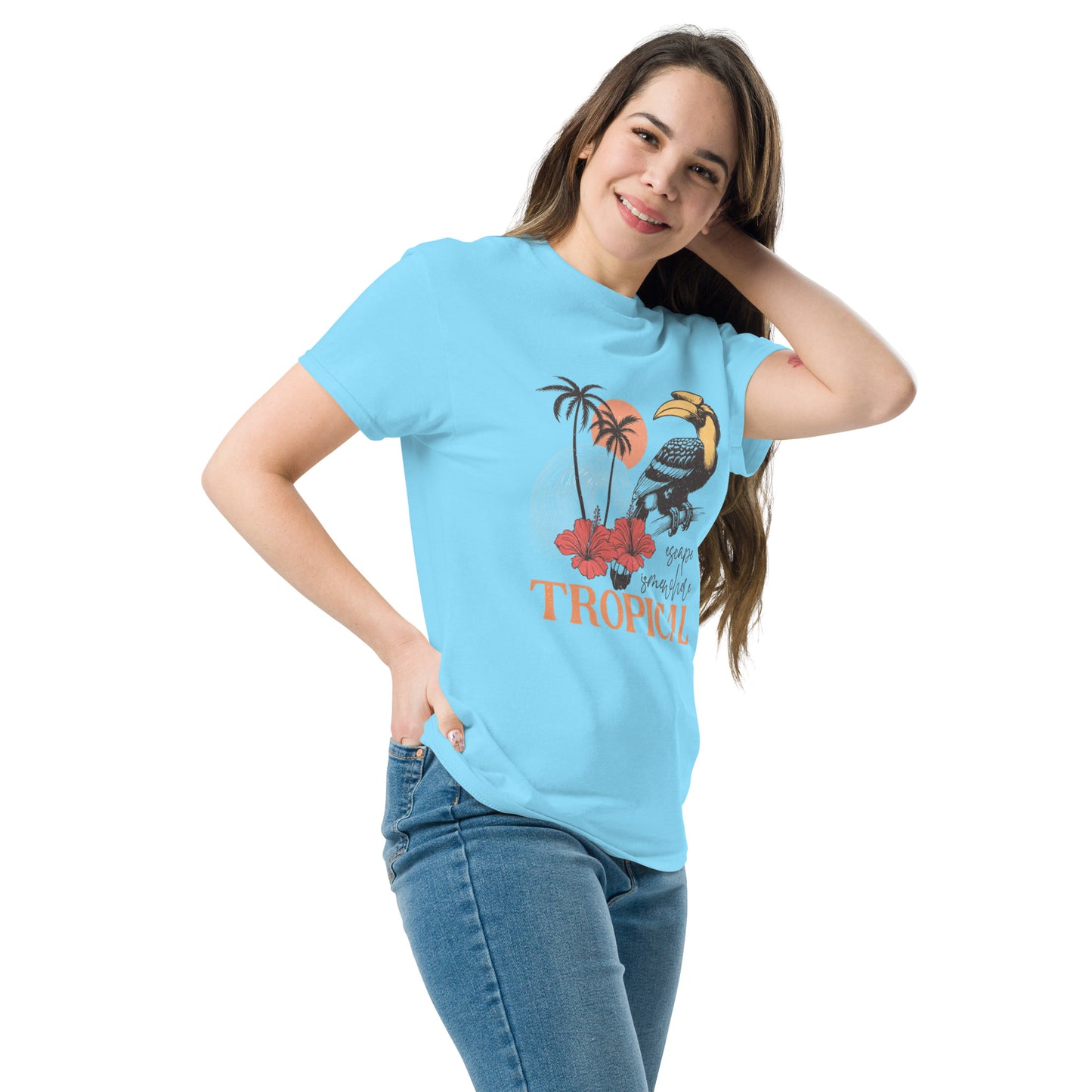 Escape Somewhere Tropical  Klassisches Unisex T-Shirt