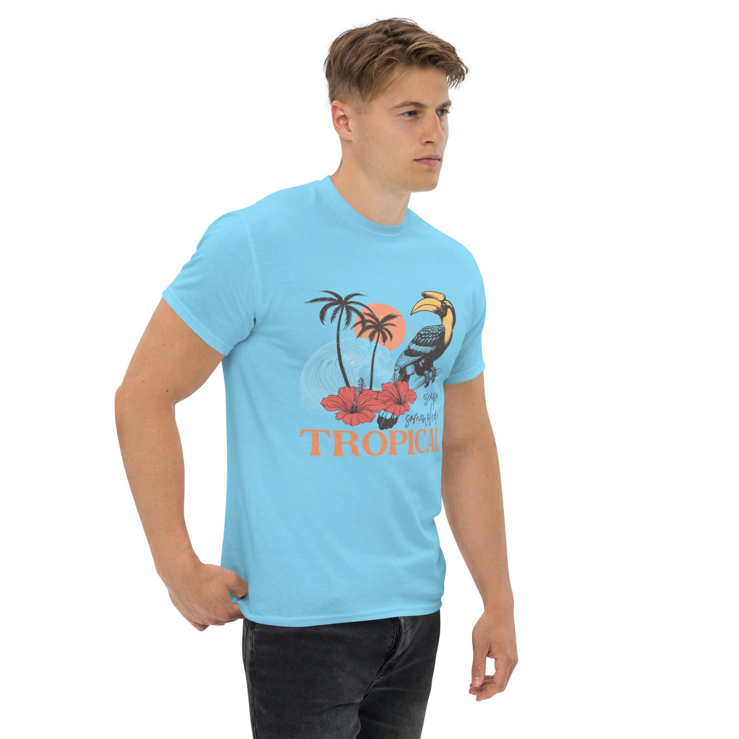 Escape Somewhere Tropical  Klassisches Unisex T-Shirt