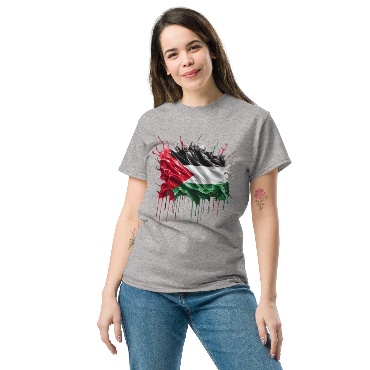 Palästina Flagge Tropfen Unisex Klassisches T-Shirt