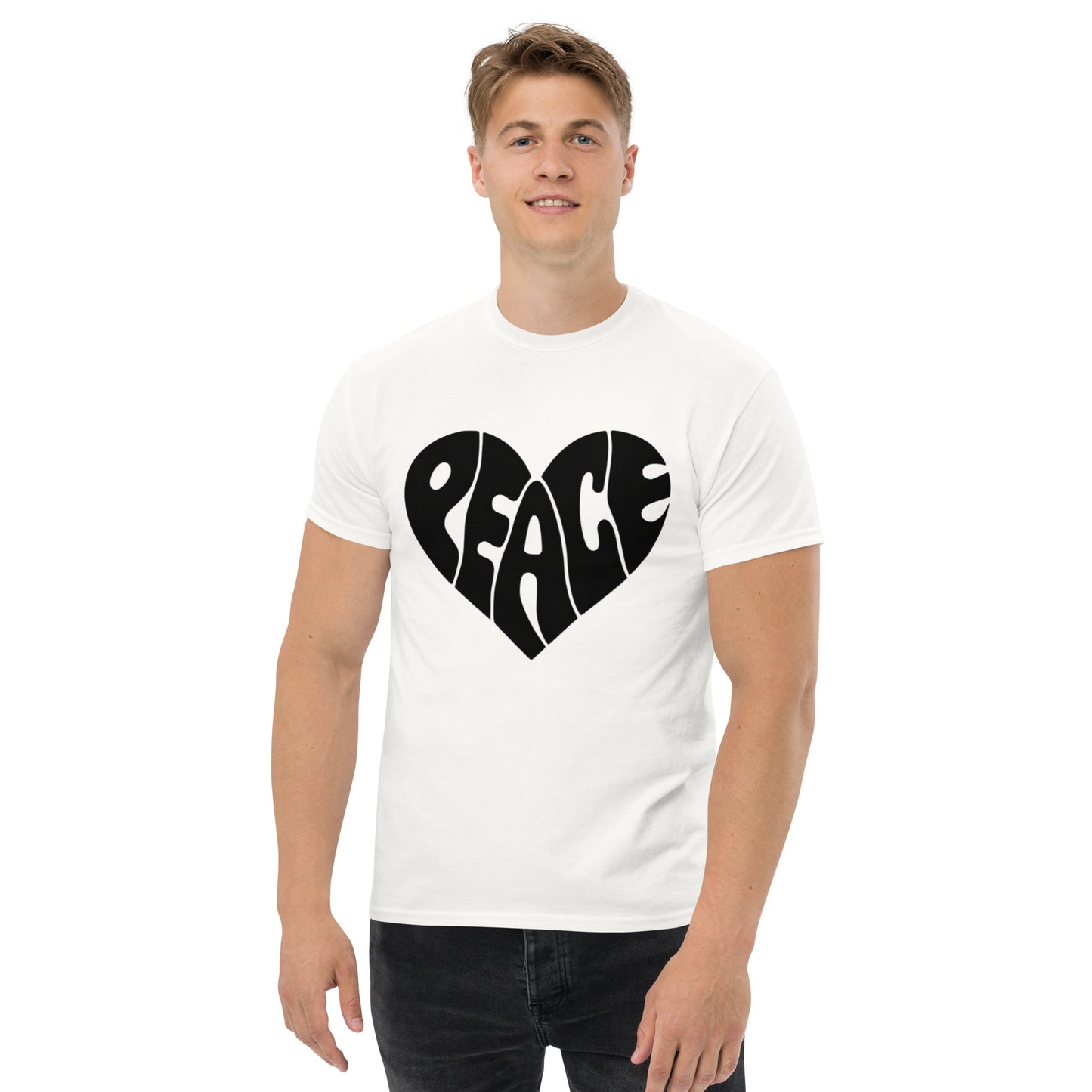 Peace Design Herz Unisex Klassisches T-Shirt – Trage den Frieden mit Stil