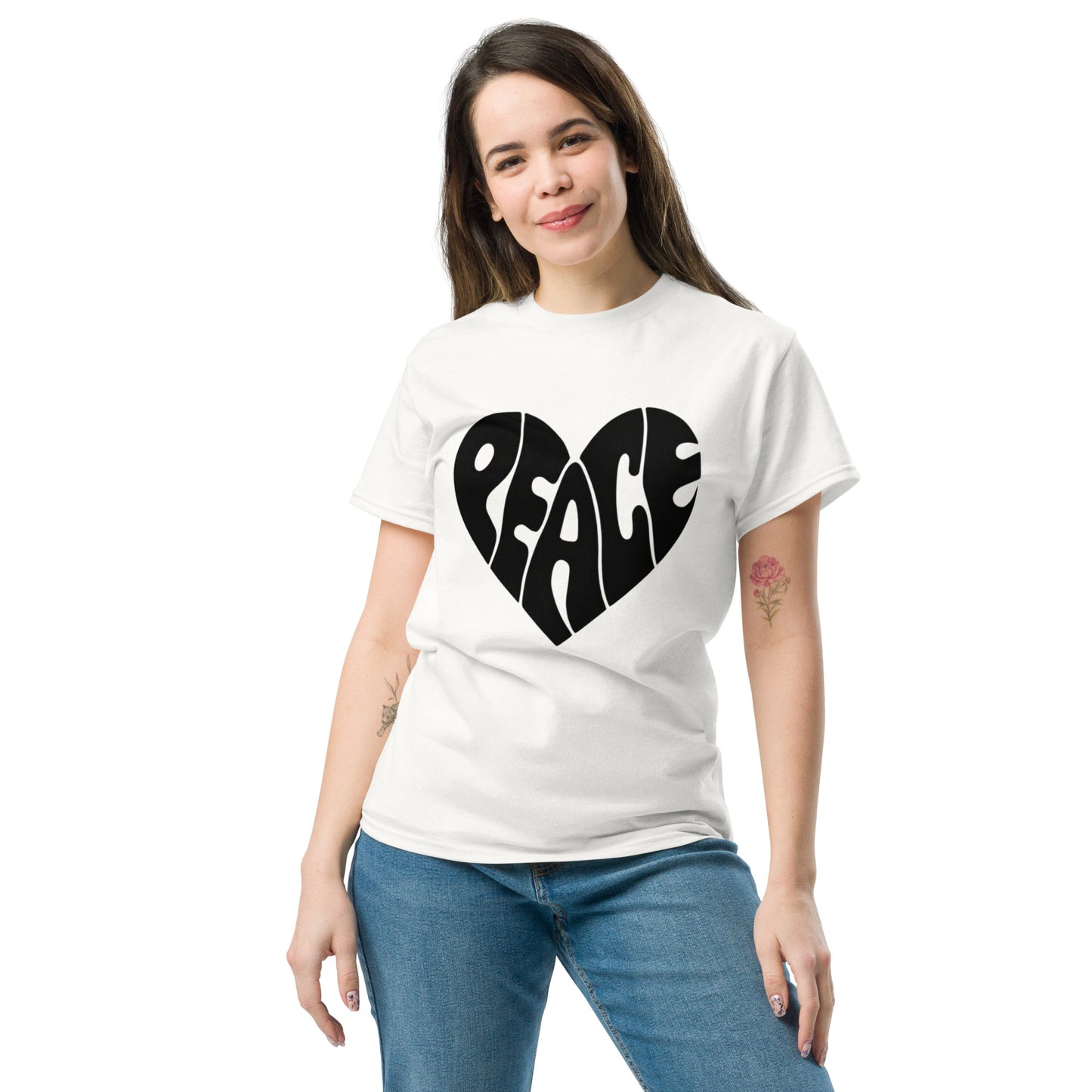 Peace Design Herz Unisex Klassisches T-Shirt – Trage den Frieden mit Stil