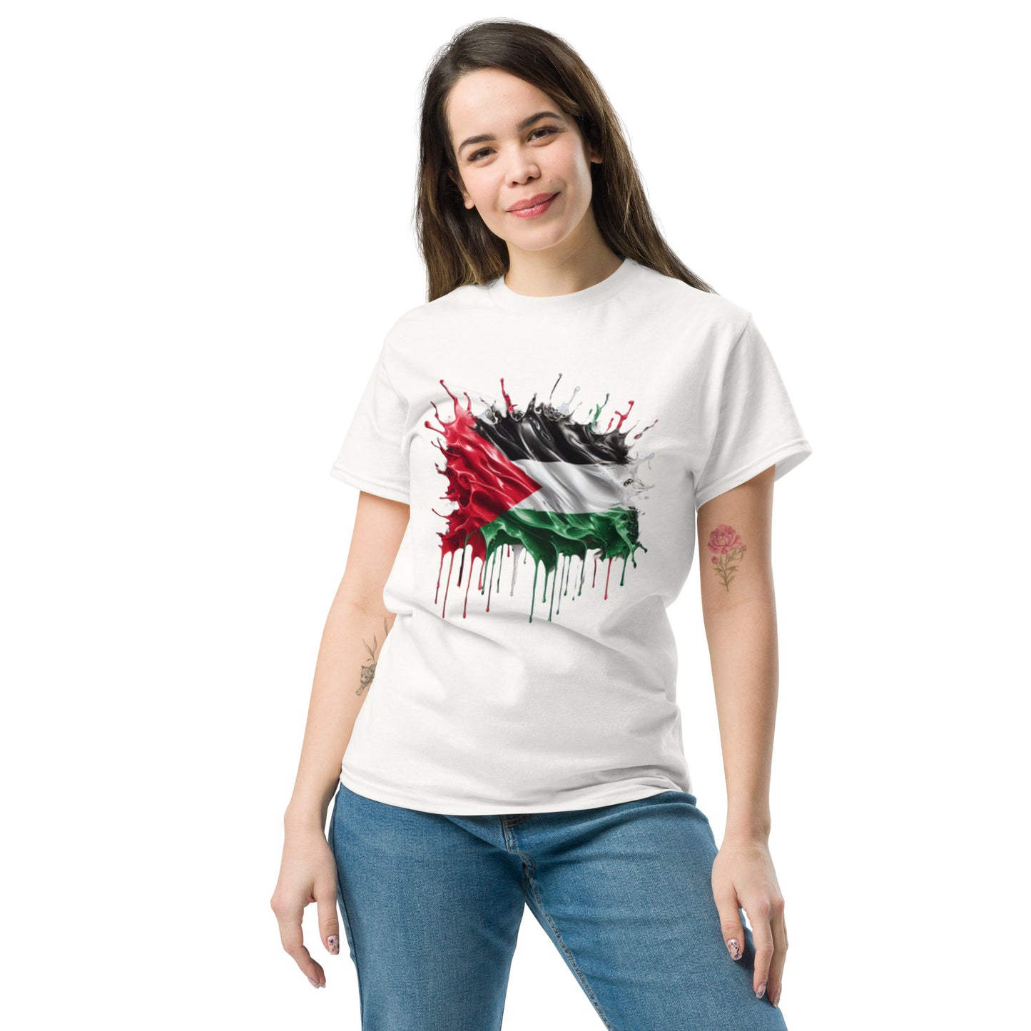 Palästina Flagge Tropfen Unisex Klassisches T-Shirt