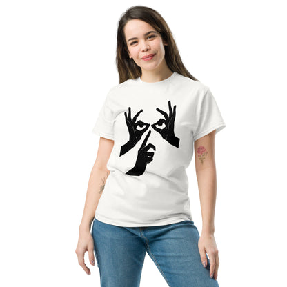 Das Hand-Augen-Motiv Design Klassisches Unisex T-Shirt