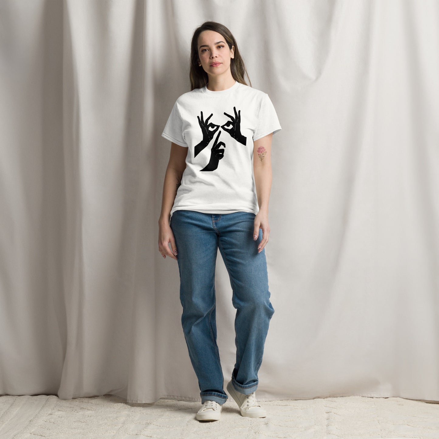 Das Hand-Augen-Motiv Design Klassisches Unisex T-Shirt