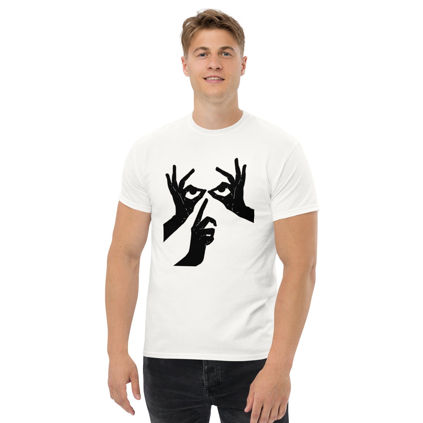 Das Hand-Augen-Motiv Design Klassisches Unisex T-Shirt