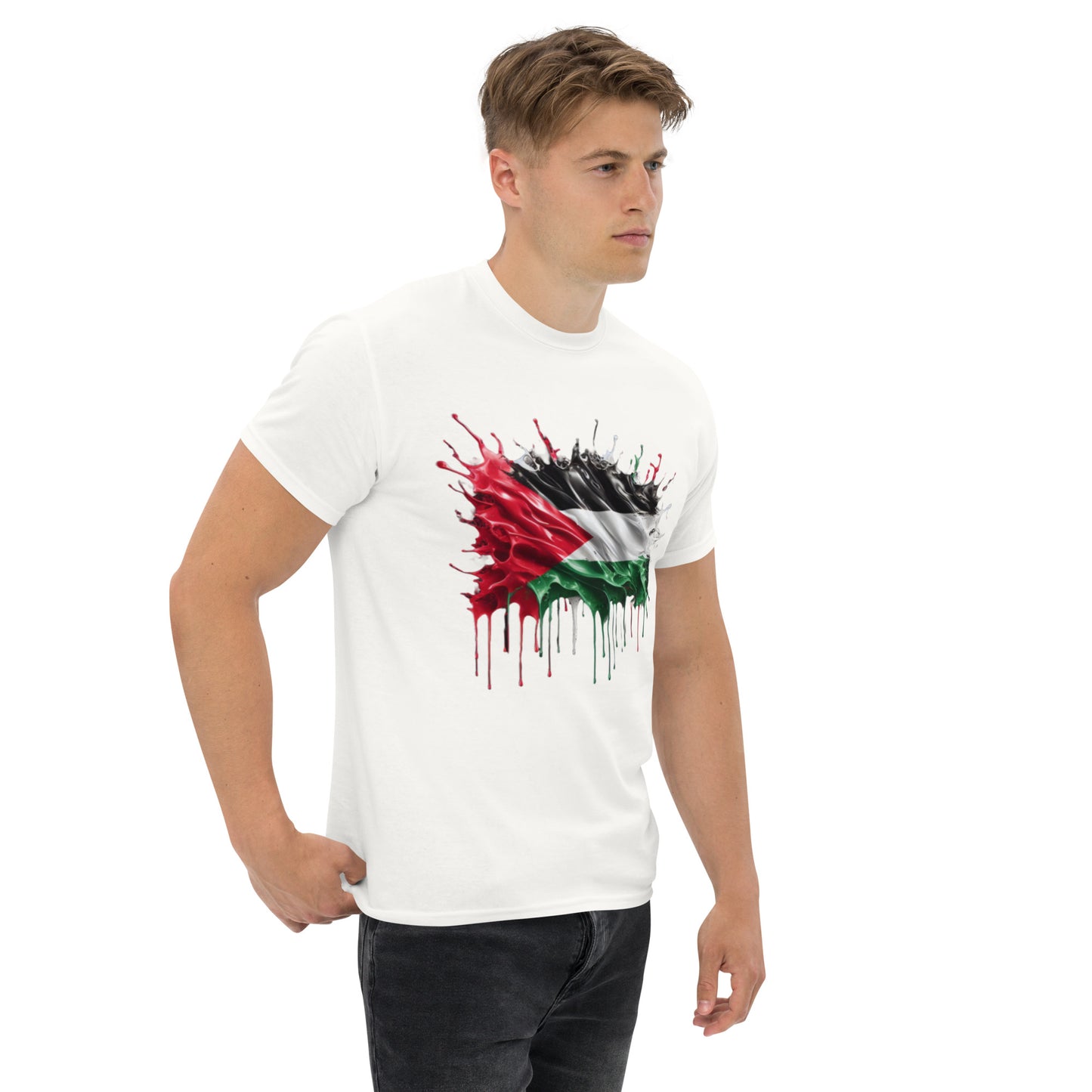 Palästina Flagge Tropfen Unisex Klassisches T-Shirt