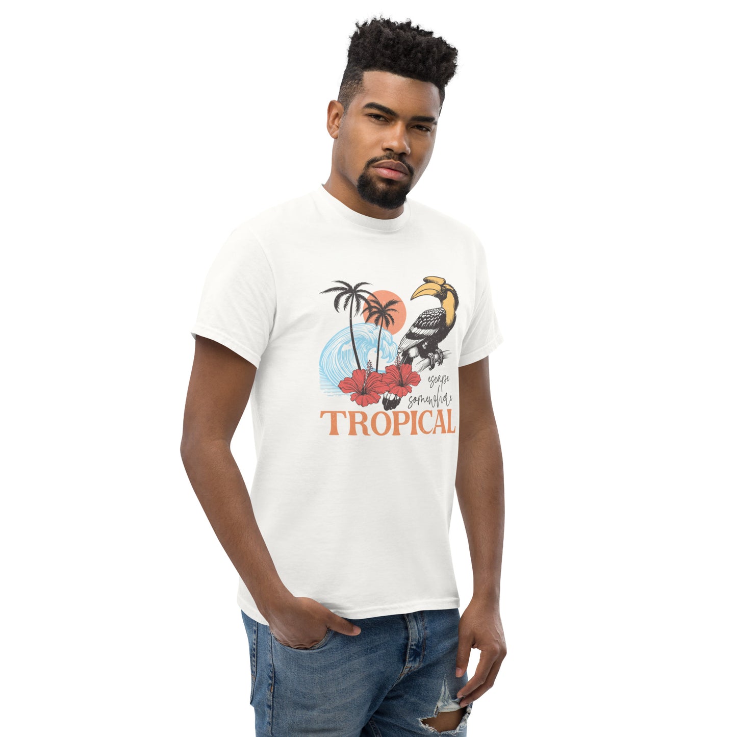 Escape Somewhere Tropical  Klassisches Unisex T-Shirt